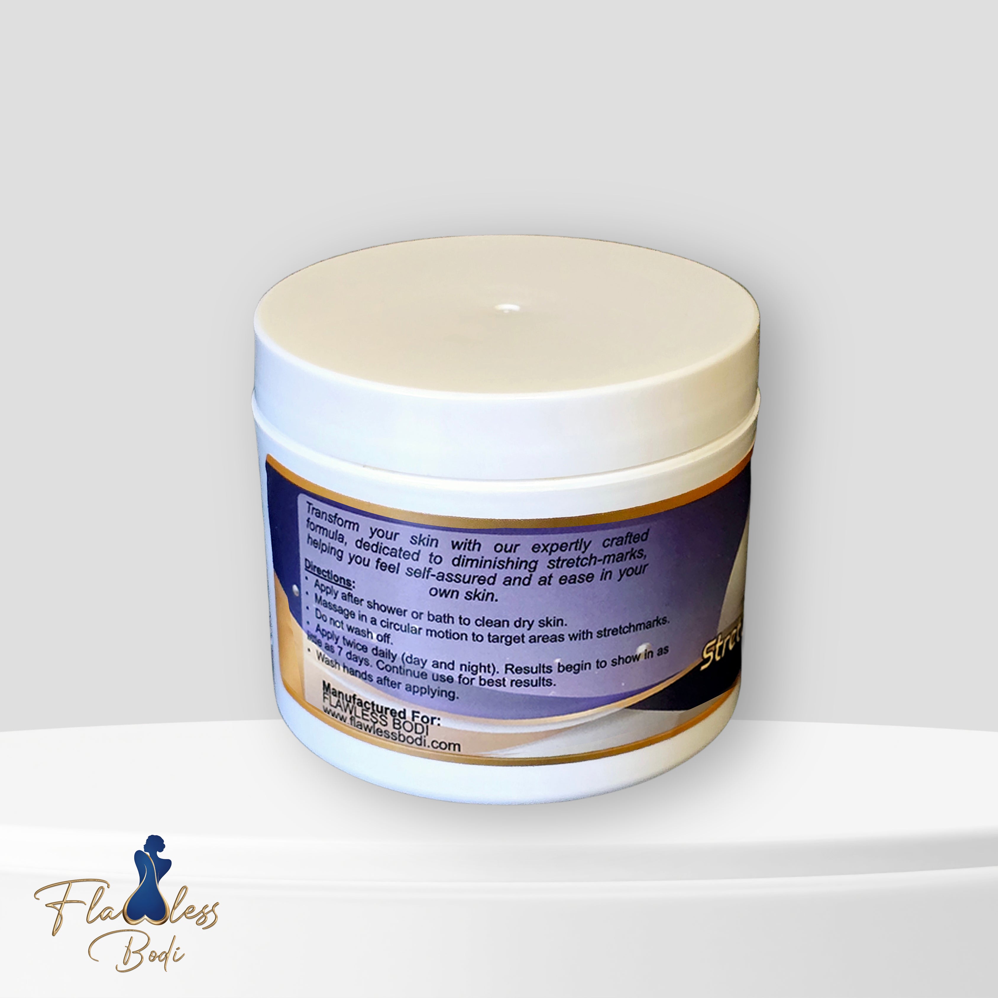 Close-up of natural stretch marks on a person’s back.”